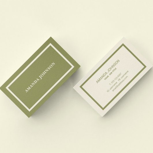 Elegant Clean Simple Sage Green Professional Visitekaartje