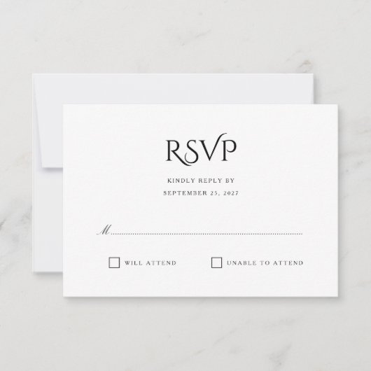 Elegant Clean Simple White Response RSVP-kaart RSVP Kaartje (Voorkant)