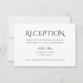 Elegant Clean Simple White Wedding Reception Kaart (Voorkant)