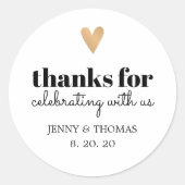 Elegant Clean Wedding Hartelijk dank Ronde Sticker (Voorkant)