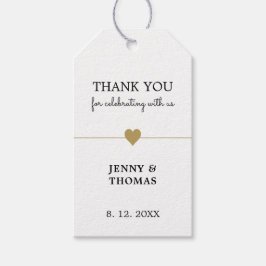 Elegant Clean White Faux Gold Heart Thankyou-klass Cadeaulabel