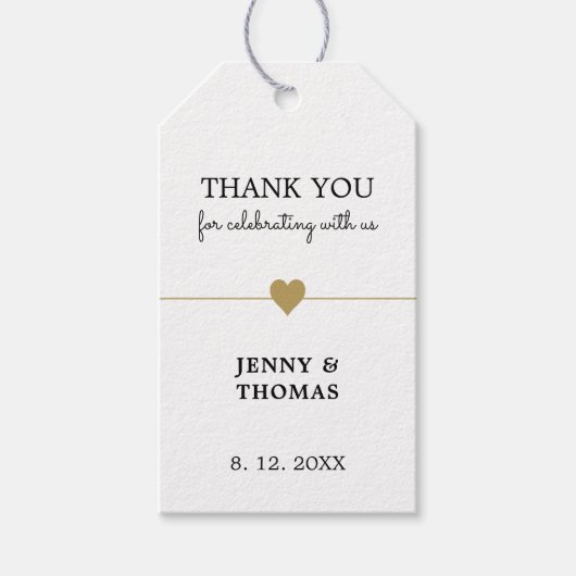 Elegant Clean White Faux Gold Heart Thankyou-klass Cadeaulabel (Voorkant)
