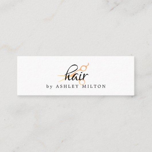 Elegant Clean White Faux Gold Scissors Haarstylist Mini Visitekaartje (Voorkant)