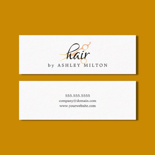 Elegant Clean White Faux Gold Scissors Haarstylist Mini Visitekaartje