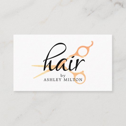 Elegant Clean White Faux Gold Scissors Haarstylist Visitekaartje (Voorkant)