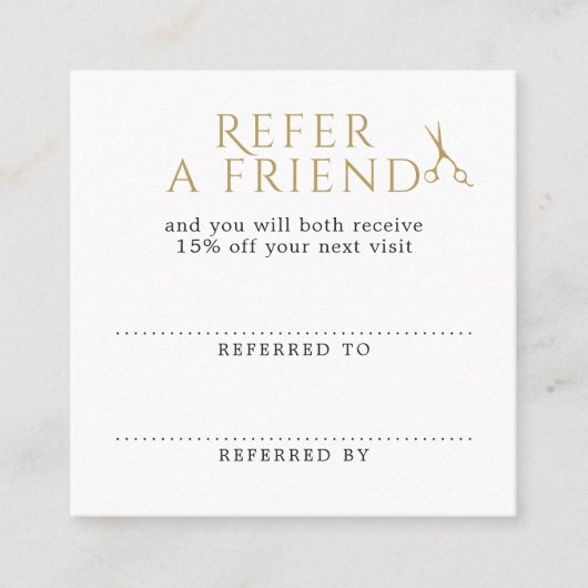 Elegant Clean White Faux Gold Scissors Referral (Voorkant)