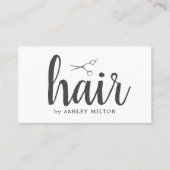 Elegant Clean White Grey Scissors Hair Stylist Visitekaartje (Voorkant)