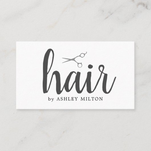 Elegant Clean White Grey Scissors Hair Stylist Visitekaartje (Voorkant)