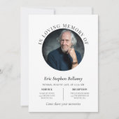 Elegant Clean White Round Photo Memorial Funeral Kaart (Voorkant)