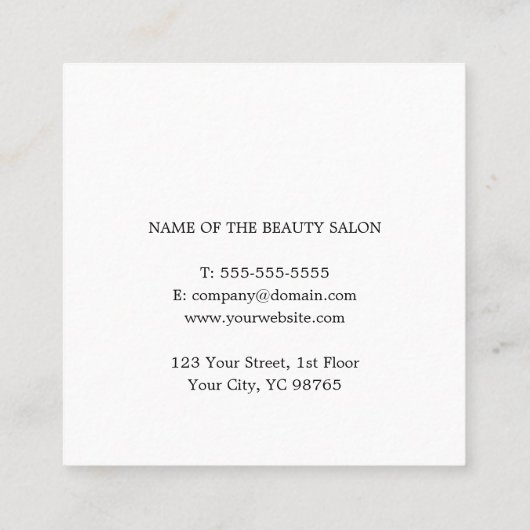 Elegant Clean White Scissors Hair Stylist Vierkante Visitekaartje (Achterkant)