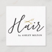 Elegant Clean White Scissors Hair Stylist Vierkante Visitekaartje (Voorkant)