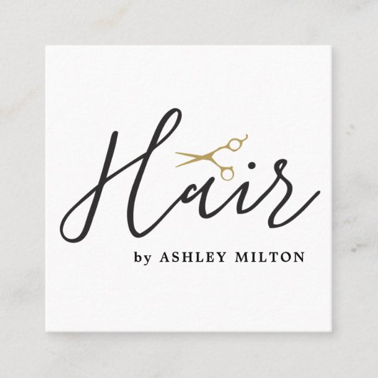 Elegant Clean White Scissors Hair Stylist Vierkante Visitekaartje (Voorkant)