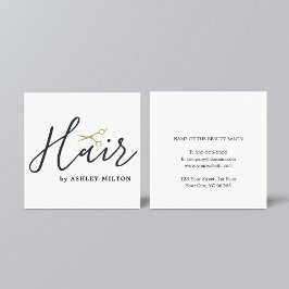 Elegant Clean White Scissors Hair Stylist Vierkante Visitekaartje