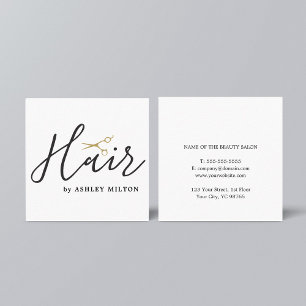 Elegant Clean White Scissors Hair Stylist Vierkante Visitekaartje