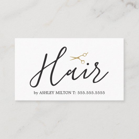 Elegant Clean White Scissors Hair Stylist Visitekaartje (Voorkant)