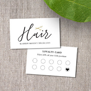Elegant Clean White Scissors Hair Stylist Visitekaartje