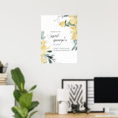 ELEGANT CLEAN YELLOW WATERVERF FLORAL BABY SHOWER POSTER (Thuiskantoor)