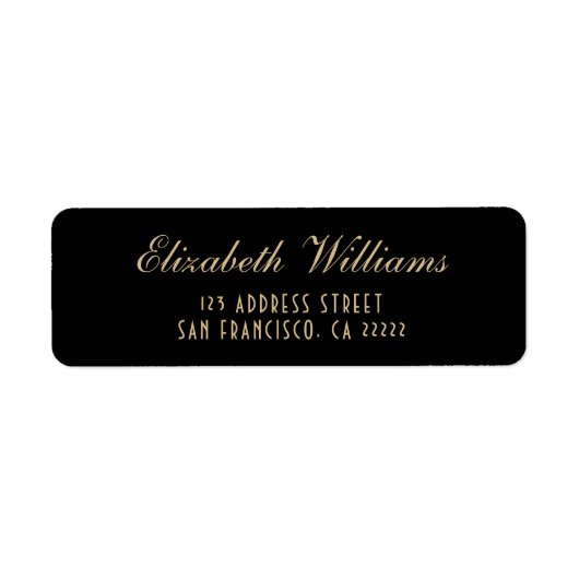 Elegant Clean Zwart Goud Eenvoudig Script Adres Etiket (Voorkant)