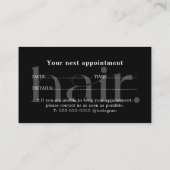 Elegant Clean Zwart Wit Haar Stylist Afspraak Visitekaartje (Achterkant)