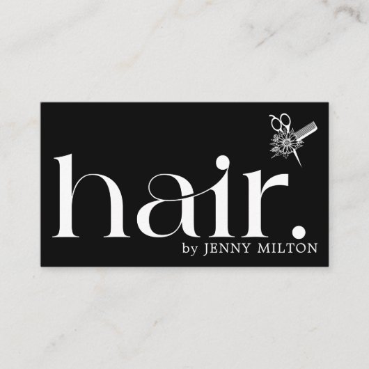 Elegant Clean Zwart Wit Haar Stylist Afspraak Visitekaartje (Voorkant)