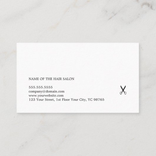 Elegant Clean Zwart Wit Schaar Haarstylist Visitekaartje (Achterkant)