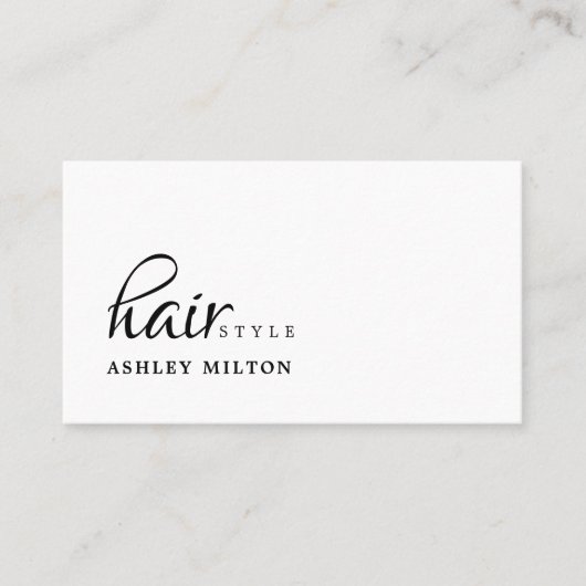 Elegant Clean Zwart Wit Schaar Haarstylist Visitekaartje (Voorkant)