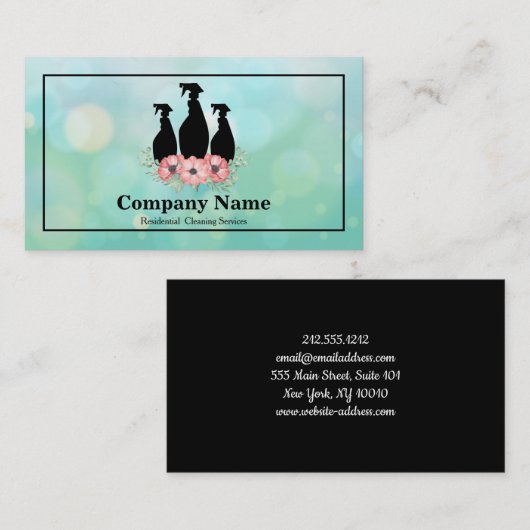 Elegant Cleaning Service Glitter Bokeh Business CA Visitekaartje (Voorkant / Achterkant)