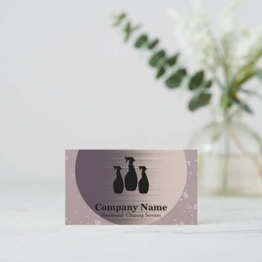 Elegant Cleaning Service Glitter Bokeh Business CA Visitekaartje (Staand voorkant)