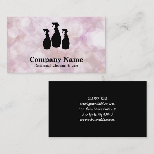 Elegant Cleaning Service Glitter Bokeh Business Ca Visitekaartje (Voorkant / Achterkant)