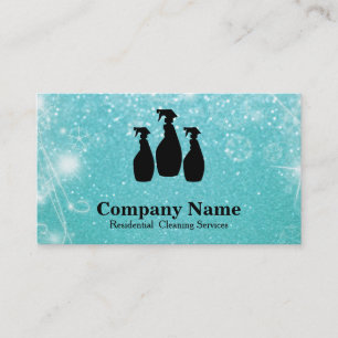 Elegant Cleaning Service Glitter Bokeh Visitekaartje