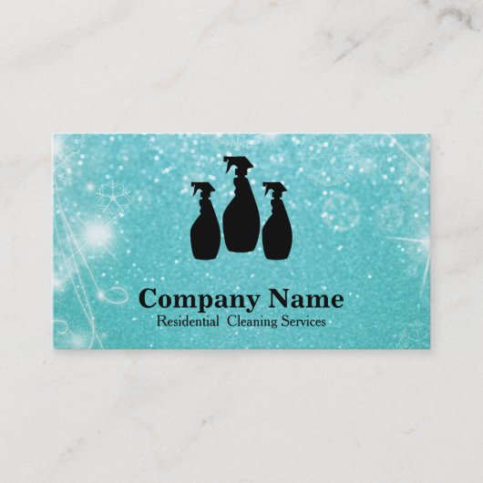 Elegant Cleaning Service Glitter Bokeh Visitekaartje (Voorkant)
