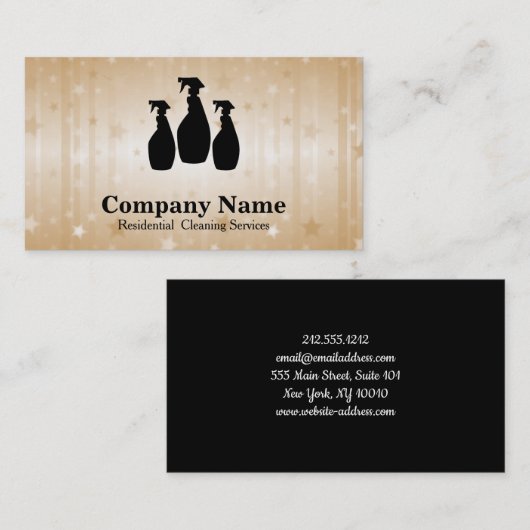 Elegant Cleaning Service Glitter Bokeh Visitekaartje (Voorkant / Achterkant)