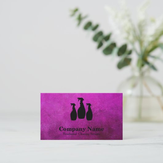 Elegant Cleaning Service Glitter Bokeh Visitekaartje (Staand voorkant)