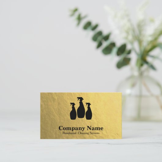 Elegant Cleaning Service Glitter Bokeh Visitekaartje (Staand voorkant)