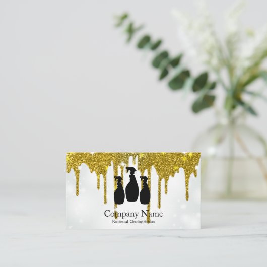Elegant Cleaning Service Glitter Driving Business Visitekaartje (Staand voorkant)