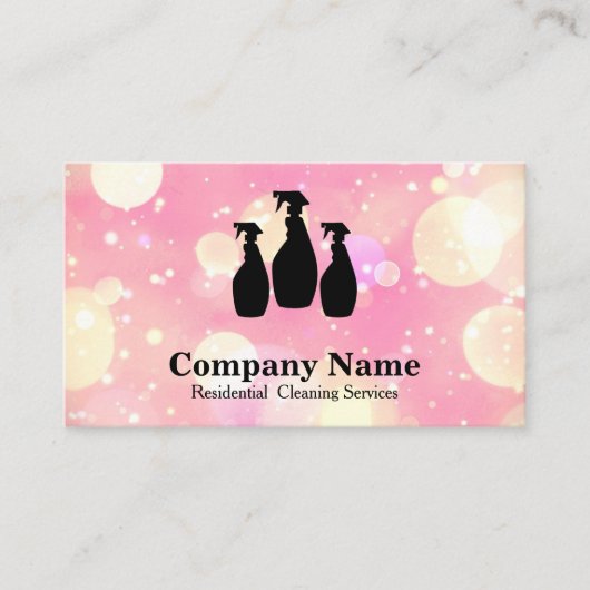 Elegant Cleaning Service Glitter Waterverf Visitekaartje (Voorkant)