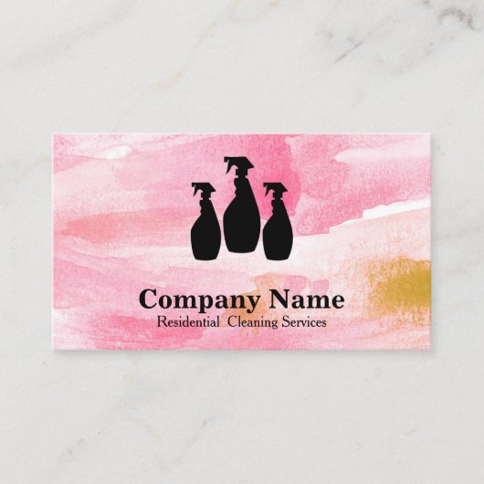 Elegant Cleaning Service Glitter Waterverf Visitekaartje (Voorkant)