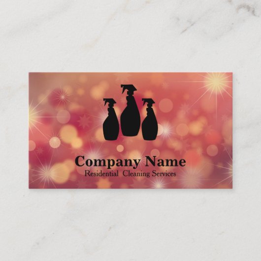 Elegant Cleaning Service Glitter Waterverf Visitekaartje (Voorkant)