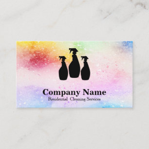 Elegant Cleaning Service Glitter Waterverf Visitekaartje