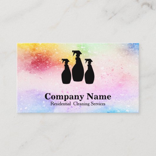 Elegant Cleaning Service Glitter Waterverf Visitekaartje (Voorkant)