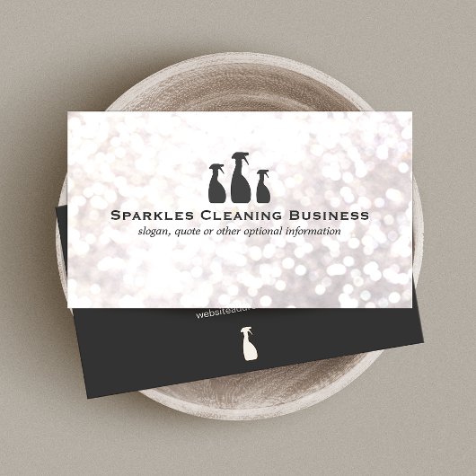 Elegant Cleaning Service White Bokeh Visitekaartje