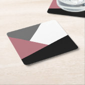 elegant clear dusty pink, black, grey geometrics kartonnen onderzetters (Schuin)