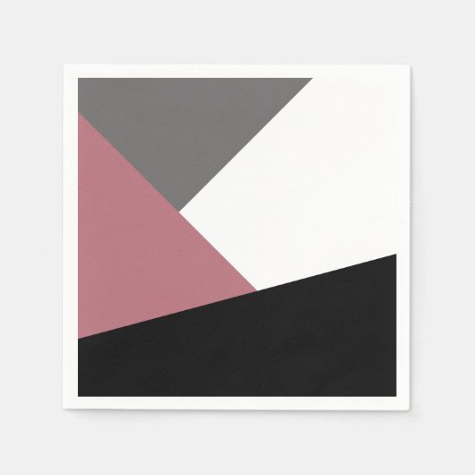 elegant clear dusty pink, black, grey geometrics servetten (Voorkant)