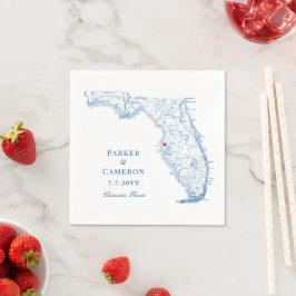 Elegant Clearwater Florida Kaart Bruiloft Servet