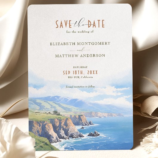 Elegant Cliffside Save the Date Kaart - Big Sur, C