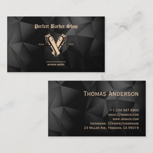 Elegant Clippers Barber Shop Professional Visitekaartje (Voorkant / Achterkant)