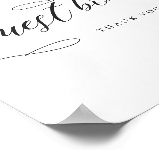 Elegant Clligraphy Wedding Guest Book Table Sign Poster (Hoek)