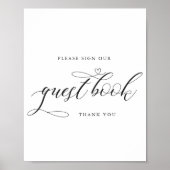Elegant Clligraphy Wedding Guest Book Table Sign Poster (Voorkant)