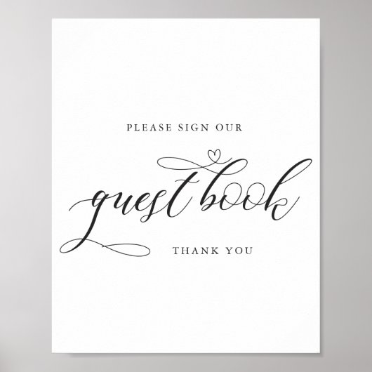 Elegant Clligraphy Wedding Guest Book Table Sign Poster