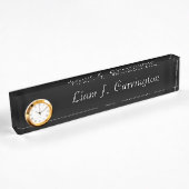 Elegant Clock Jouw naam Script Kantoor Black Naambordje